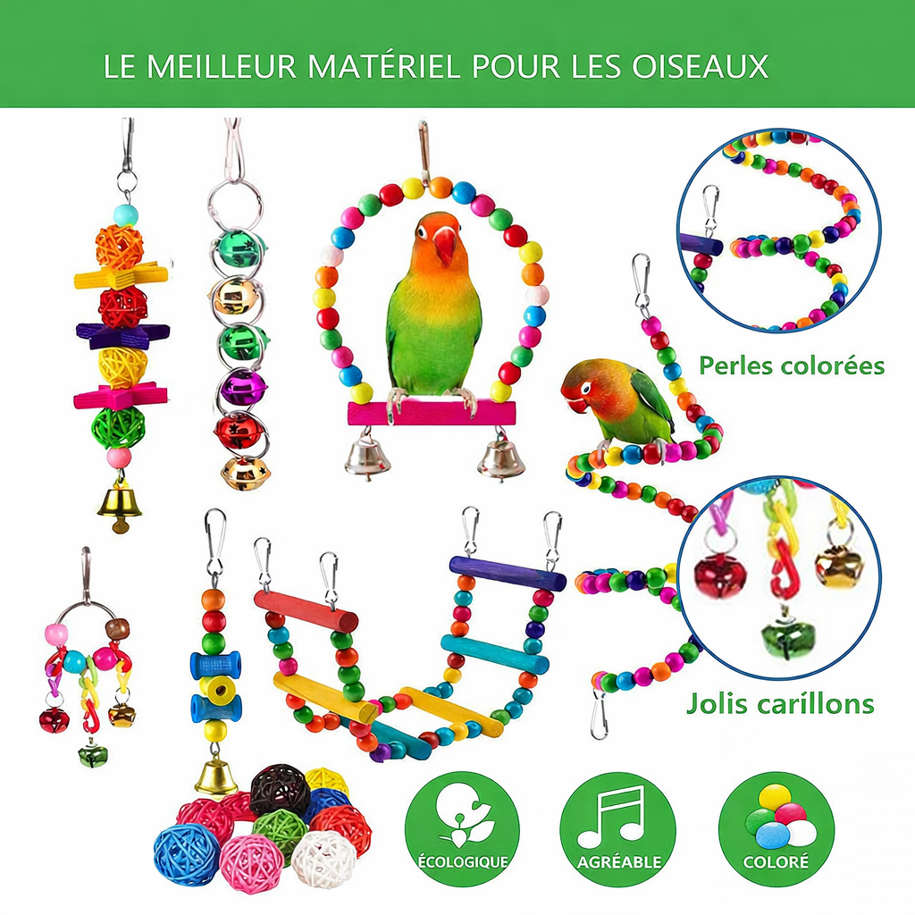 Ensemble de 7 ou 16 jouets pour perroquets