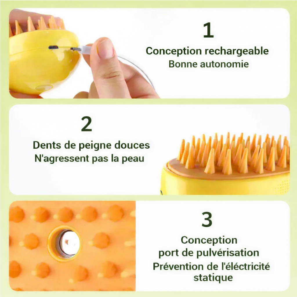 Accessoire de toilettage 3-en-1 pour animaux