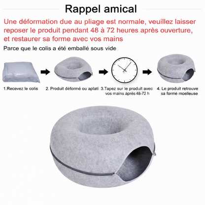 Lit donut en feutre pour chat & cie