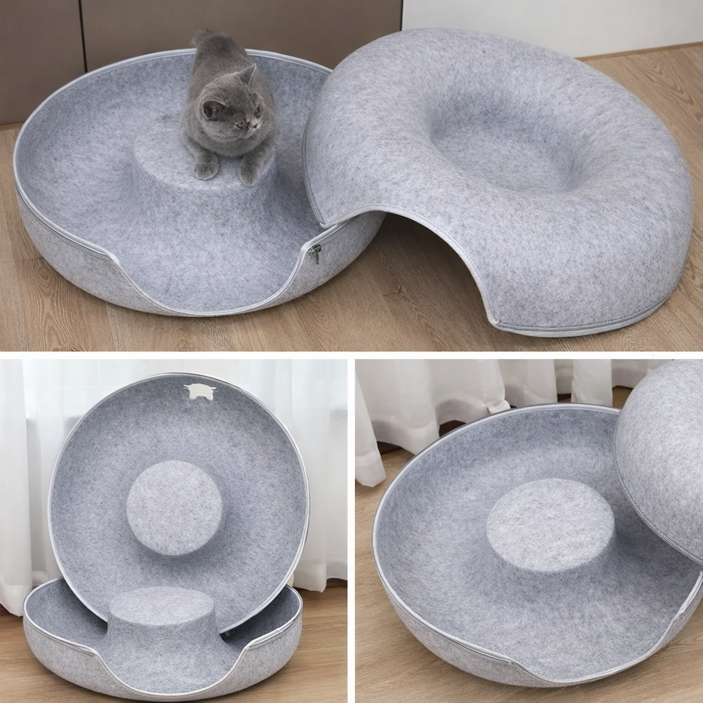 Lit donut en feutre pour chat & cie