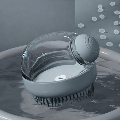 Brosse de bain pour chien avec distributeur de savon