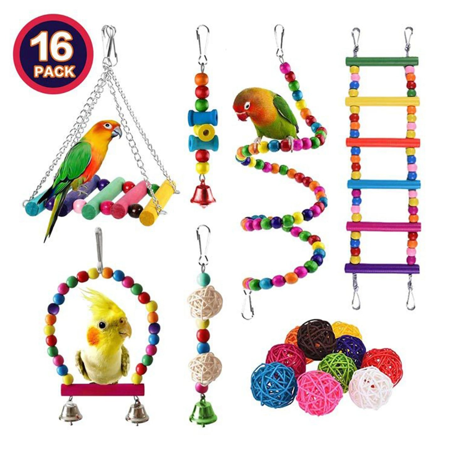 Ensemble de 7 ou 16 jouets pour perroquets